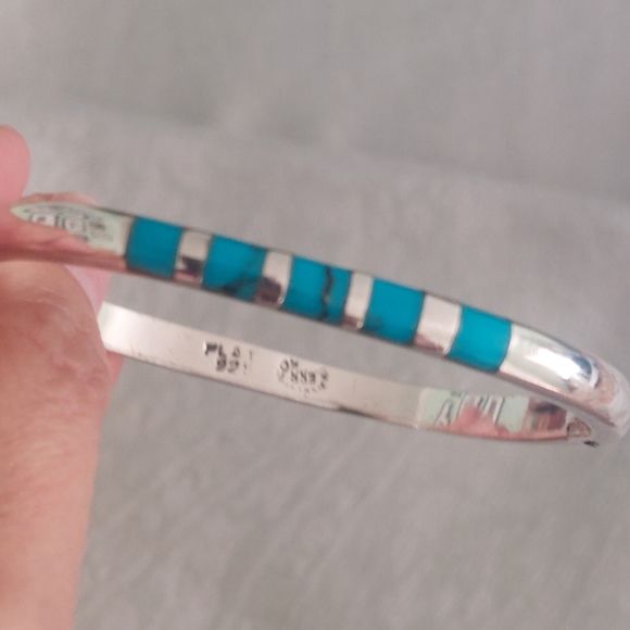 None Jewelry - Sterling silver 925 and turquoise bangle bracelet